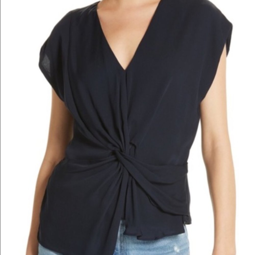 Joie Silk Bosko Twist Shirt in Navy